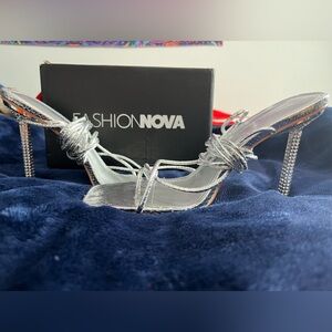 Sliver stiletto wrap up heels . *BRAND NEW NEVER WORN*